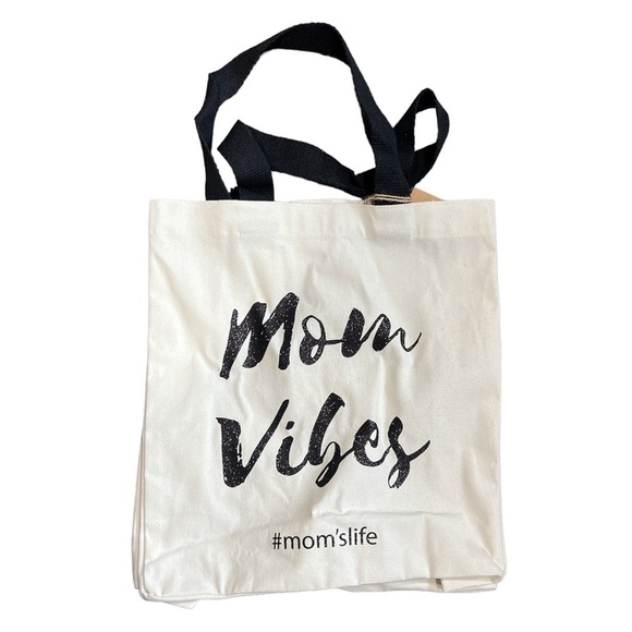 TOTE BAG “MOM VIBES” CANVAS BAG WITH GLITTER GRAPHIC - Picture 2 of 5